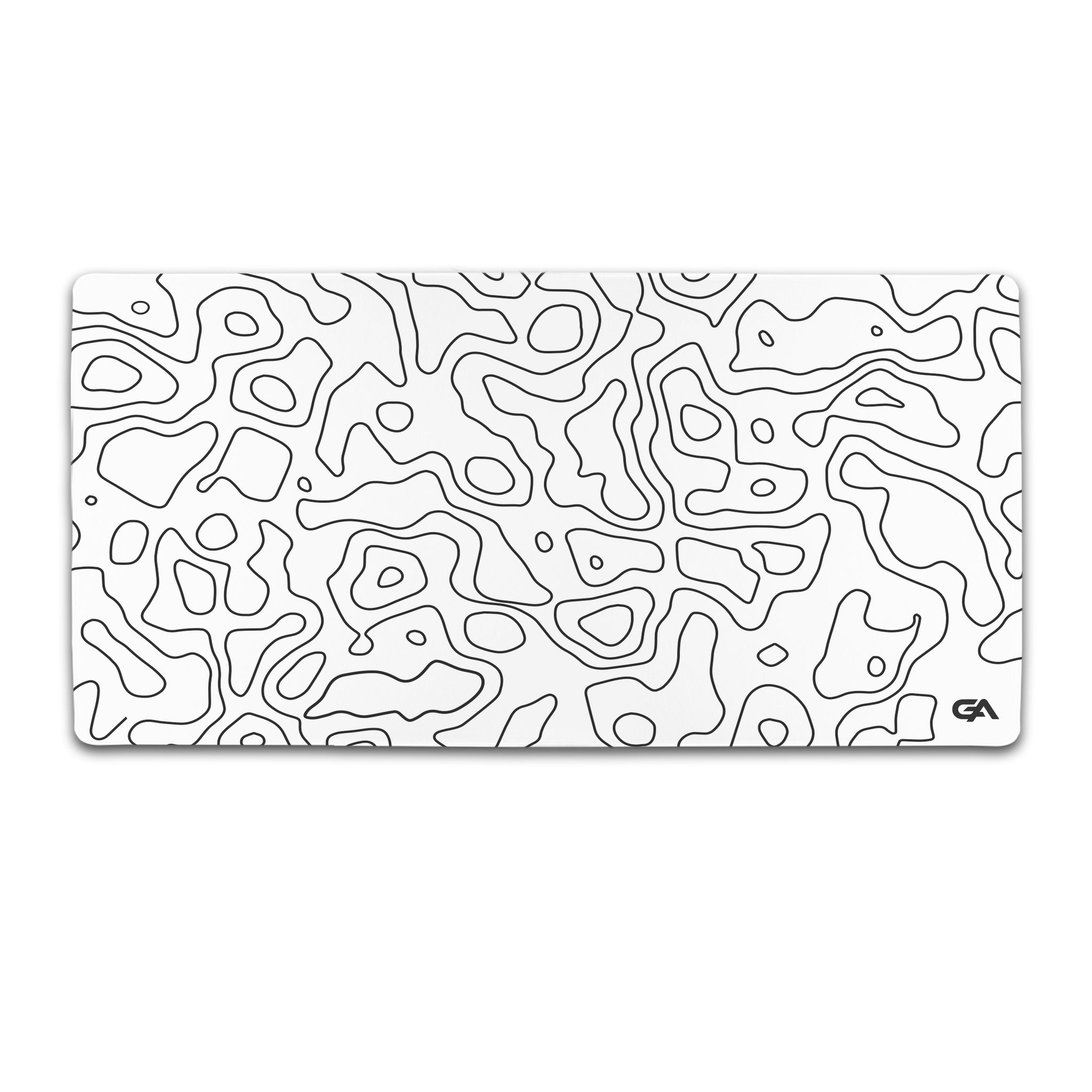 White Topo Desk Mat & Gaming Mouse Pad | GutzyAiden