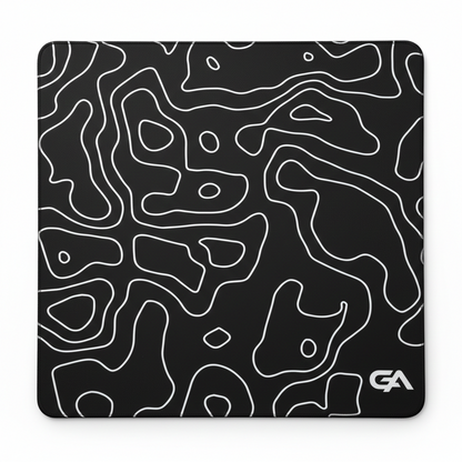 Black mouse pad with white line pattern and 'GA' logo