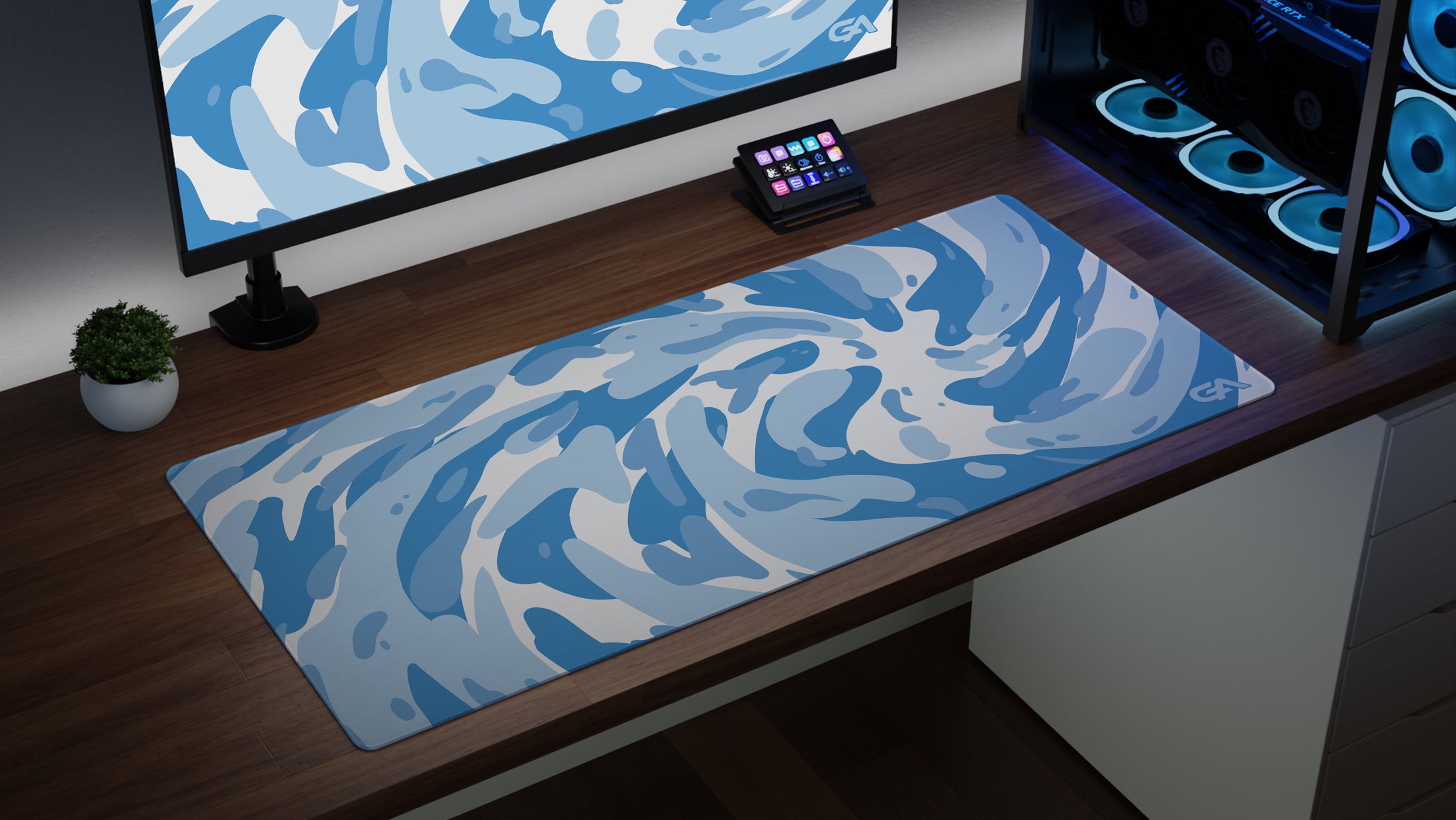 Icy Cyan Swirl Mousepad GutzyAiden