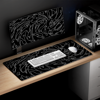 Black Monochrome Swirl Mousepad