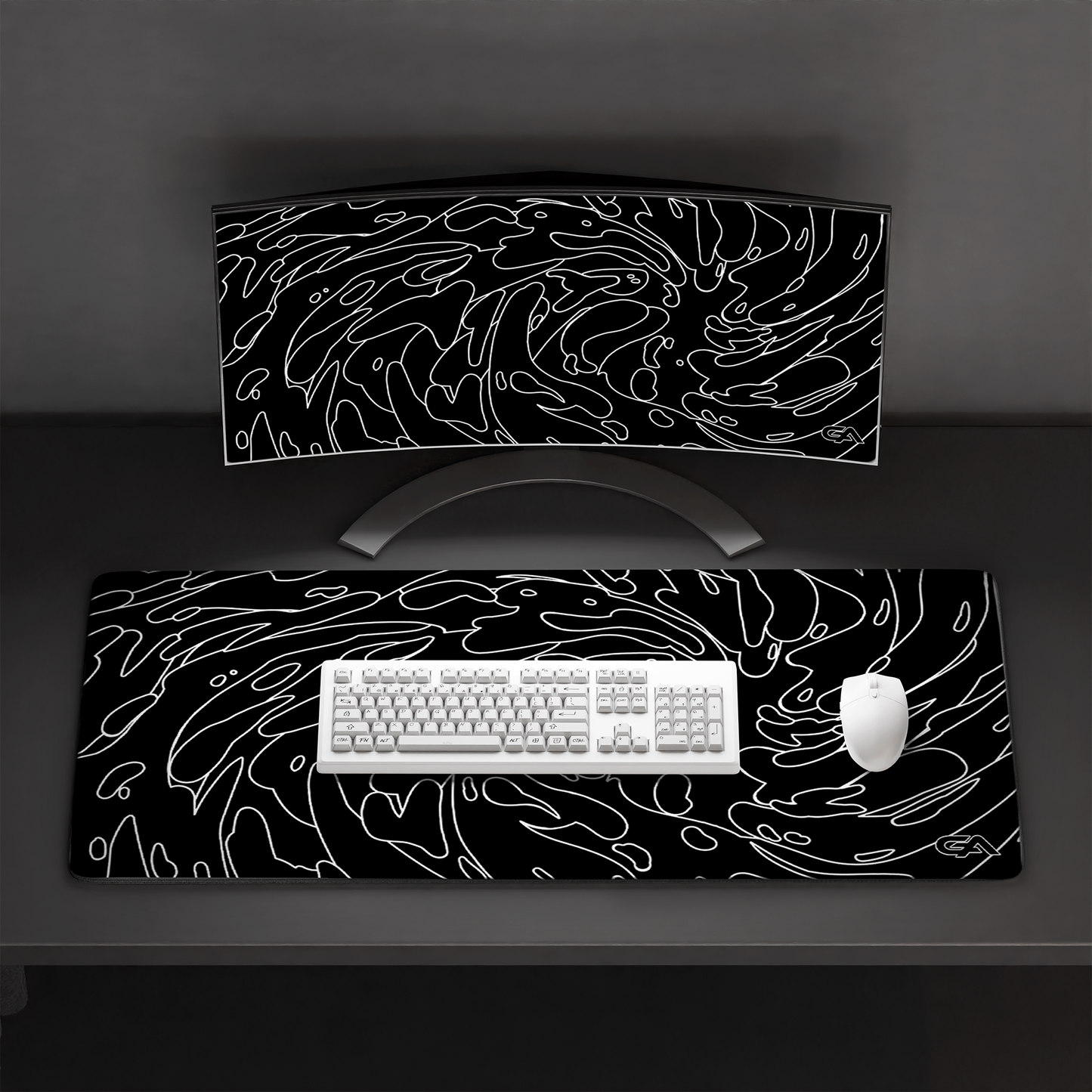 Black Monochrome Swirl Mousepad