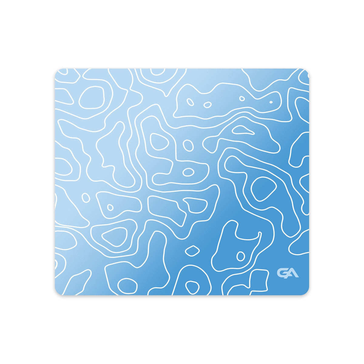 Icy Cyan Topo desk mat gaming mouse pad, 18x16 inch