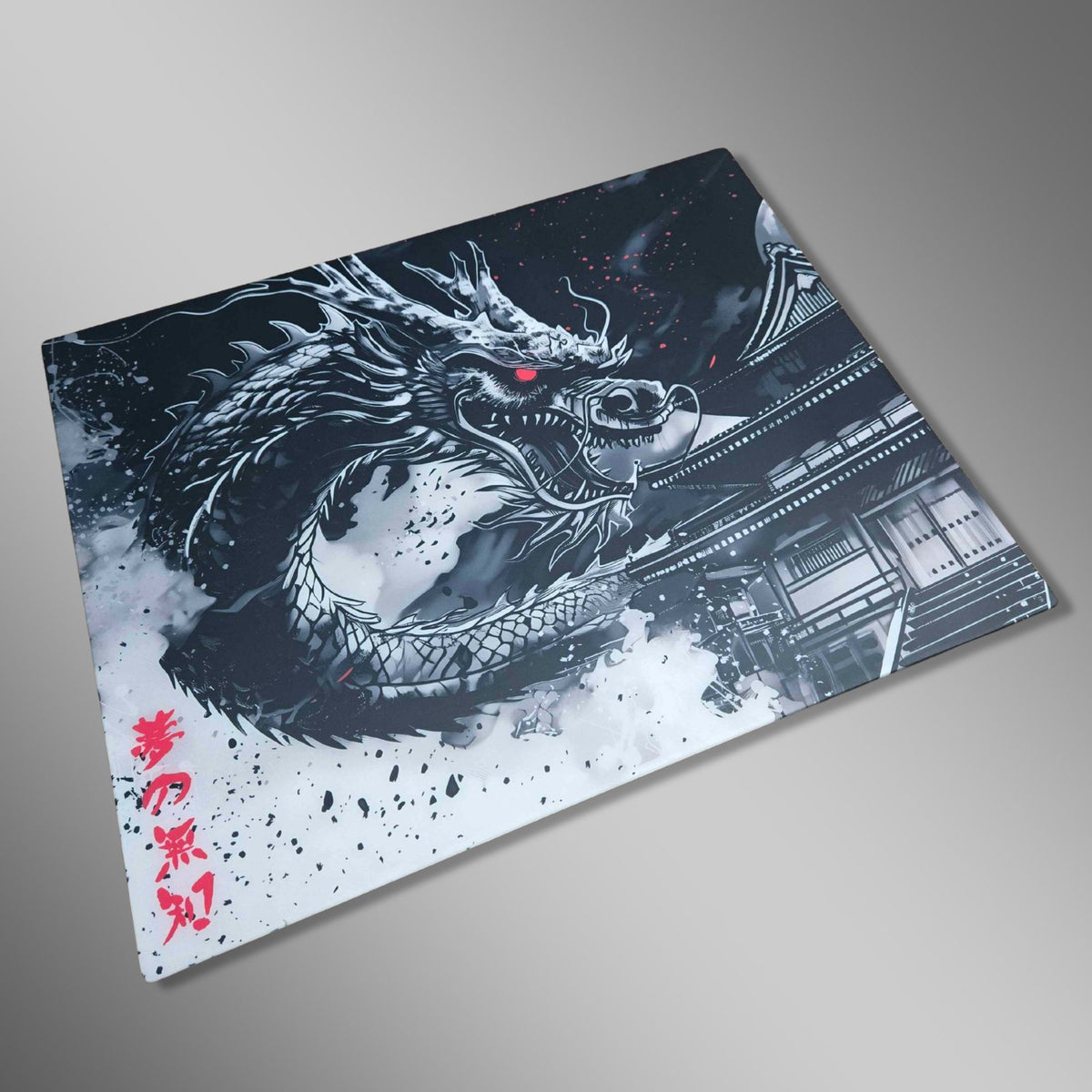 Dragon glass mousepad, angled studio shot